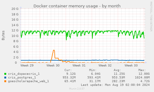 Docker container memory usage